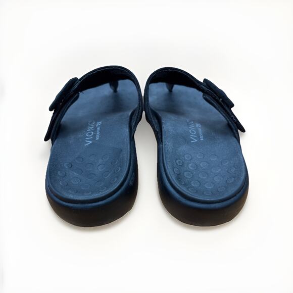 Vionic Activate Recovery Sandals Women's 7 Casual Black Suede Buckle Comfort - Picture 3 of 10